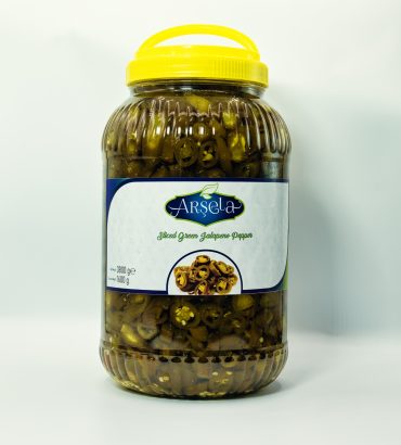 Sliced green jalapeno peppers